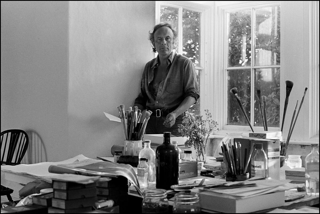 The painter Patrick Heron in his studio